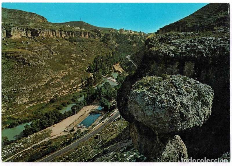 Postales: Postal Cuenca. Hoz del R&iacute;o J&uacute;car. Panor&aacute;mica de la piscina municipal y playa del r&iacute;o N&ordm; 41