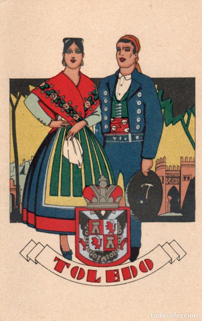 Postais: BONITA POSTAL - TOLEDO - PAREJA TRAJES REGIONAL Y ESCUDO - PUBLICACIONES CIAGARA