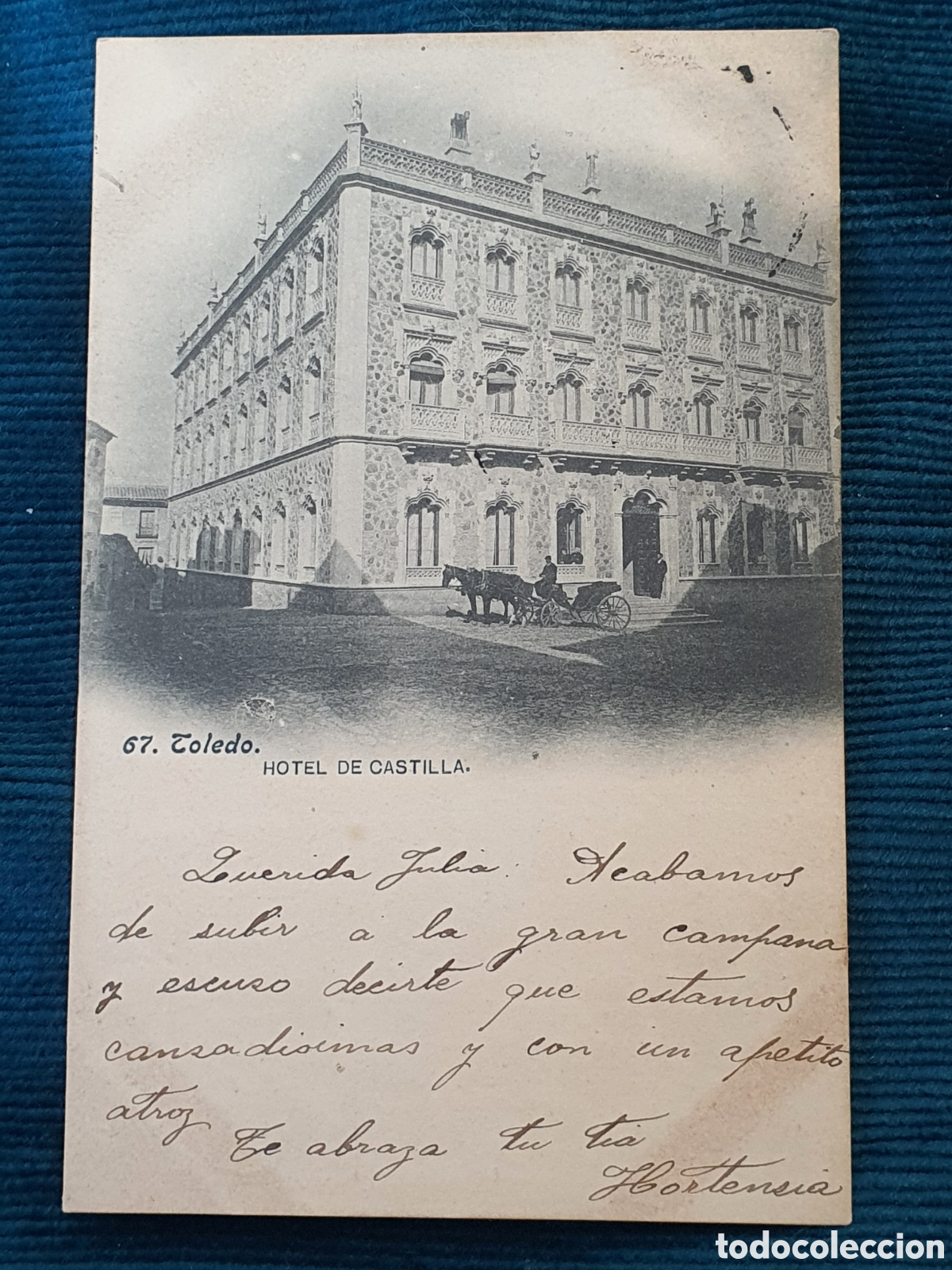 Postales: TOLEDO 1906: HOTEL DE CASTILLA Fototipia Lacoste