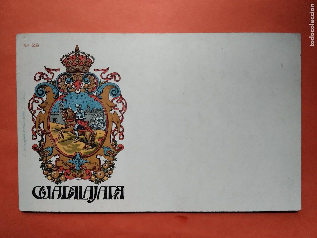 Postales: POSTAL N&ordm; 28. ESCUDO DE GUADALAJARA LIT HERMENEGILDO MIRALLES.