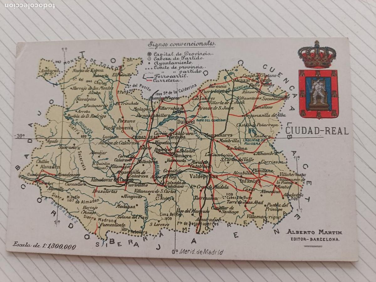 Postales: Ciudad Real. Mapa. Postal antigua