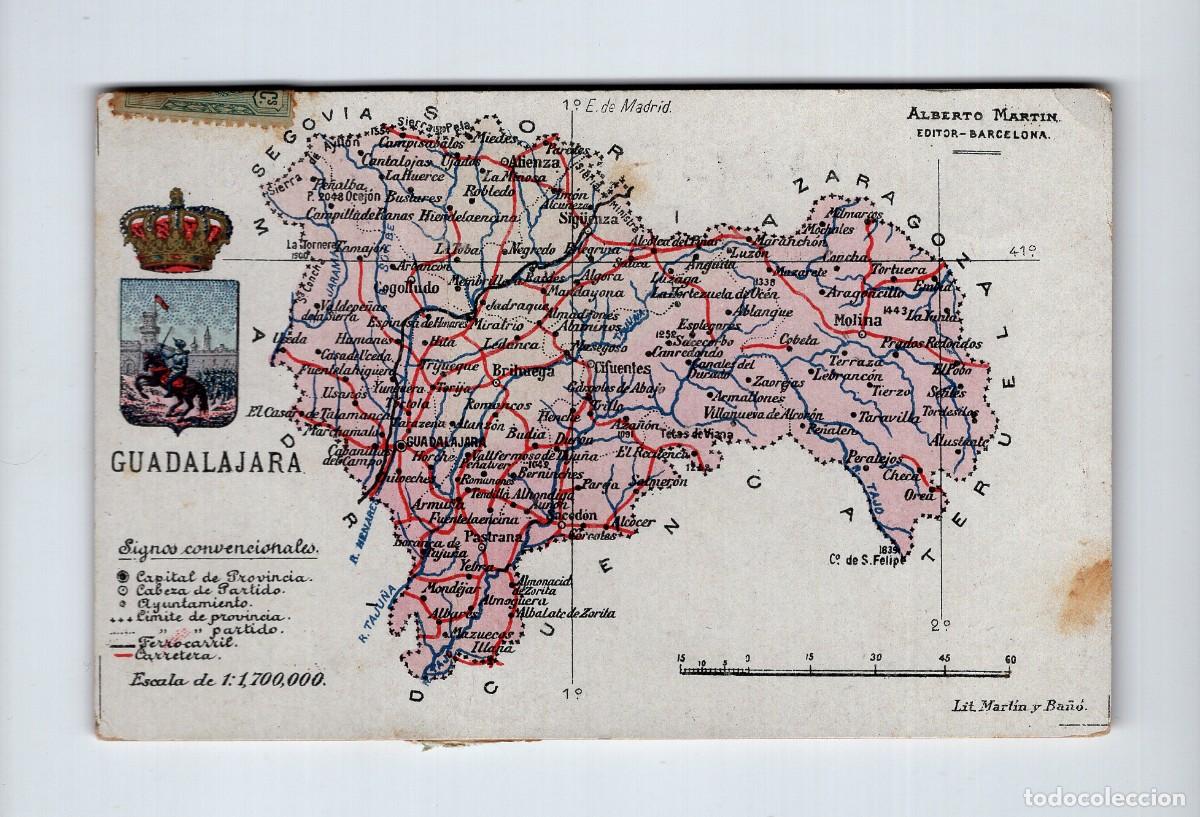 Postales: Mapa de Guadalajara. Circulada en 1911 -Edici&oacute;n Alberto Mart&iacute;n-