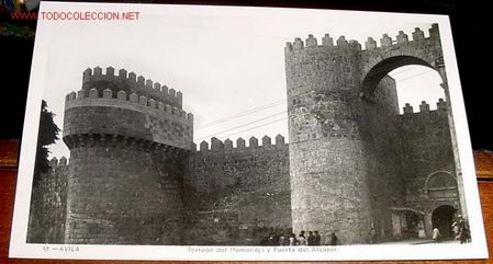 Postales: ANTIGUA POSTAL DE  AVILA - TORREON DEL HOMENAJE Y PUERTA DEL ALCAZAR - M. ARRIBAS