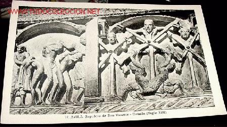 Postales: ANTIGUA POSTAL DE AVILA - SEPULCRO DE SAN VICENTE - DETALLE SIGLO XIII - FOTO ROISIN