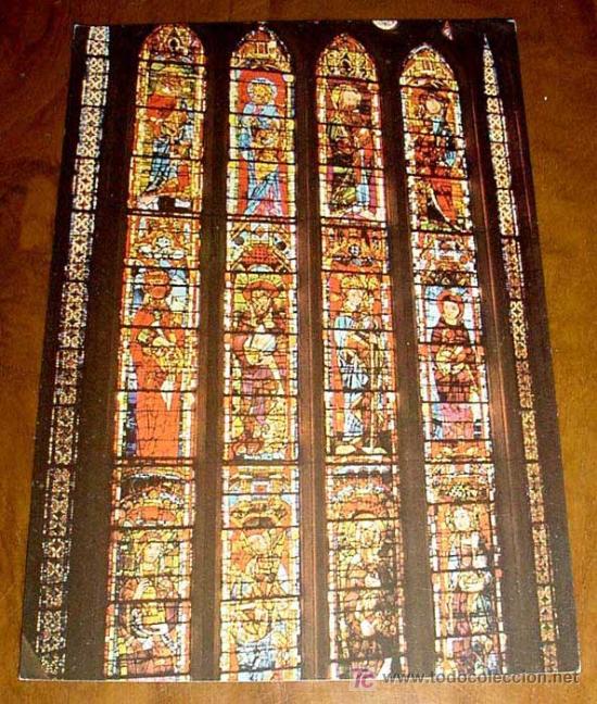 Postales: ANTIGUA POSTAL DE LEON - CATEDRAL - VIDRIERAS SIGLO XIII - ED. GARCIA GARRABELLA - NO CIRCULADA.