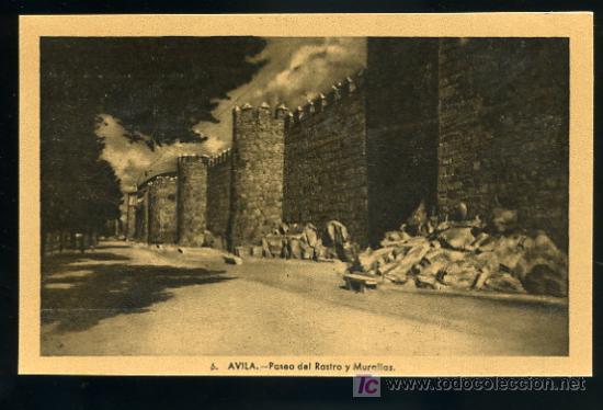 Cartoline: TARJETA POSTAL AVILA, PASEO DEL RASTRO Y MURALLAS N&ordm; 6