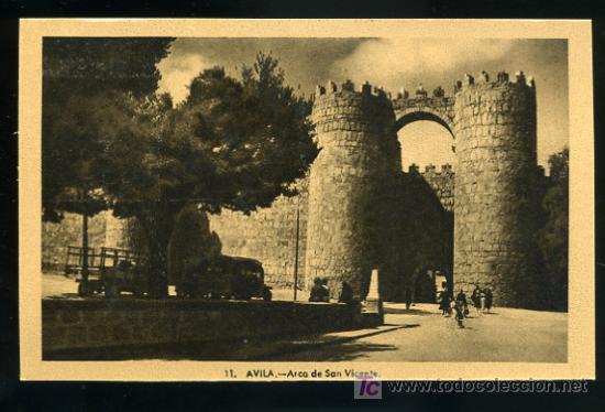 Cartoline: TARJETA POSTAL AVILA, ARCO DE SAN VICENTE N&ordm; 11. HELIOTIPIA ARTISTICA ESPA&Ntilde;OLA