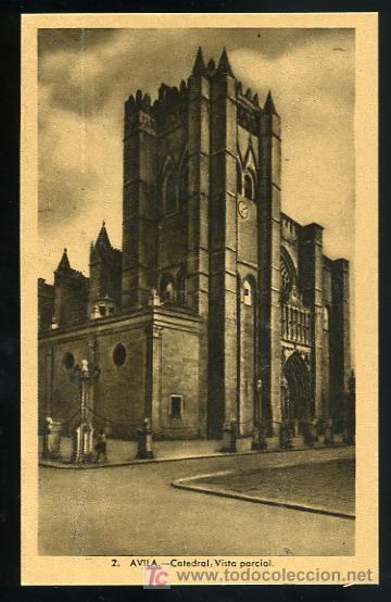 Cartoline: TARJETA POSTAL AVILA, CATEDRAL, VISTA PARCIAL N&ordm; 2. HELIOTIPIA ARTISTICA ESPA&Ntilde;OLA
