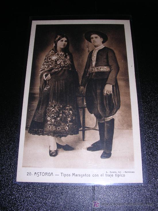 Postales: 20 ASTORGA, TIPOS MARAGATOS CON EL TRAJE TIPICO - Foto 1