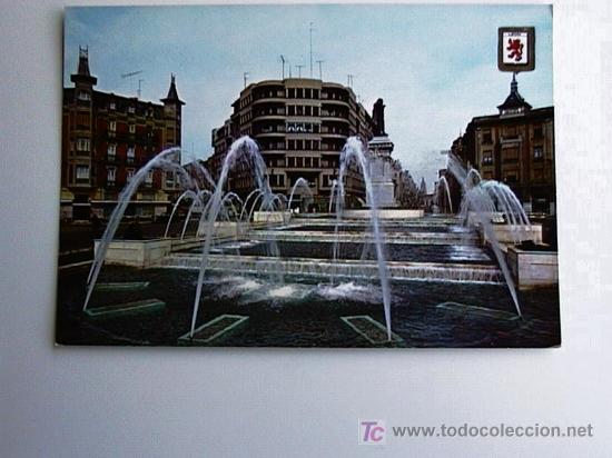 Postales: LEON- GLORIETA DE GUZMAN EL BUENO- HACIA 1960-70