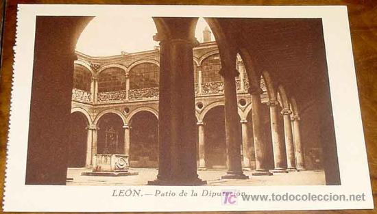 Postales: ANTIGUA POSTAL DE LEON - PATIO DE LA DIPUTACION - GRAFICAS VILLARROCA - SIN CIRCULAR
