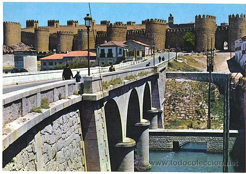 Postales: 29 - AVILA - Puente sobre el Adaja y murallas - A&ntilde;o 1964