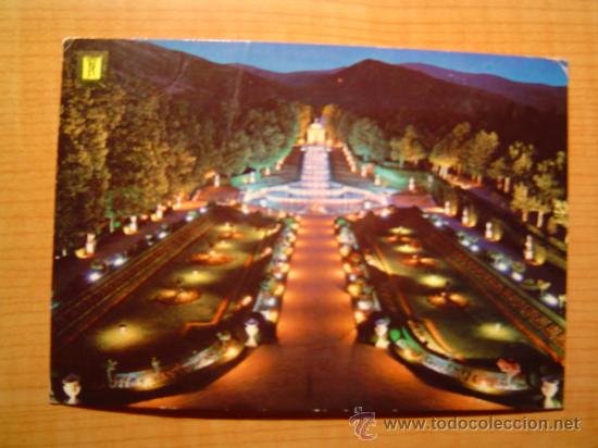 Postales: POSTAL LA GRANJA DE SAN ILDEFONSO VISTA NOCTURNA DE LOS JARDINES AL FONDO LA GRAN  C. SIN CIRCULAR