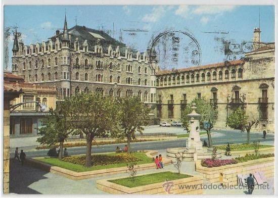 Postales: TARJETA POSTAL DE LEON PLAZA DE SAN MARCELO CAJA DE AHORROS Y DIPUTACION PROVINCIAL