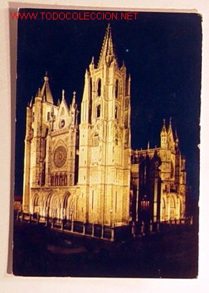 Postales: POSTAL-2010-LEON.LA CATEDRAL ILUMINADA.Esta escrita.