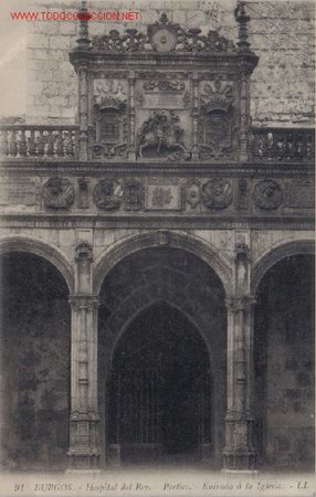 Postcards: BURGOS - HOSPITAL DEL REY, PORTICO, ENTRADA A LA IGLESIA.-