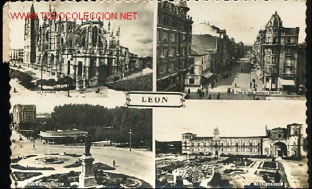 Postales: TARJETA POSTAL LEON CATEDRAL, PLAZA DE SANTO DOMINGO Y ORDO&Ntilde;O II, GLORIETA GUZMAN EL BUENO, S. MARCO