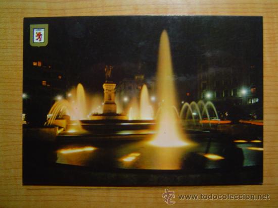 Postales: POSTAL  LEON  FUENTE DE GUZMAN VISTA NOCTURNA  SIN CIRCULAR
