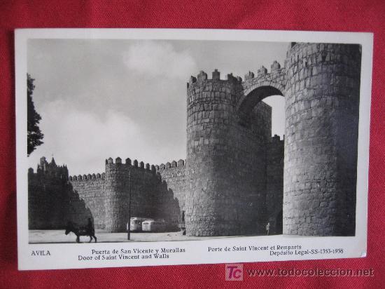 Postales: AVILA - PUERTA DE SAN VICENTE Y MURALLAS
