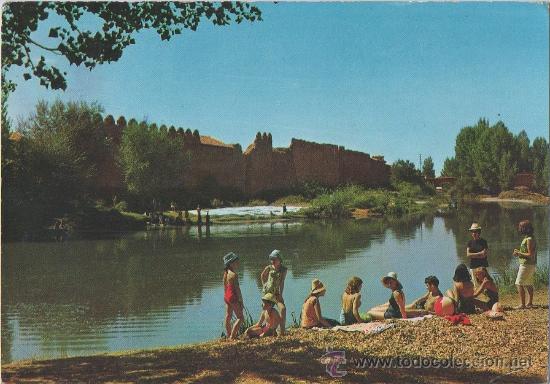 Postales: TARJETA POSTAL MURALLA Y RIO ESLA MANSILLA DE LAS MULAS LEON