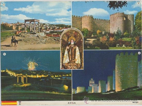 Postales: TARJETA POSTAL VISTA GENERAL DESDE LOS CUATRO POSTES, PUERTA DE SAN VICENTE Y MURALLAS AVILA