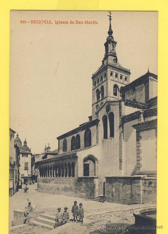 Postales: SEGOVIA-249-IGLESIA DE SAN MARTIN-NI&Ntilde;OS DE LA EPOCA -1920-FOTOTIPIA THOMAS-BARCELONA-P 885