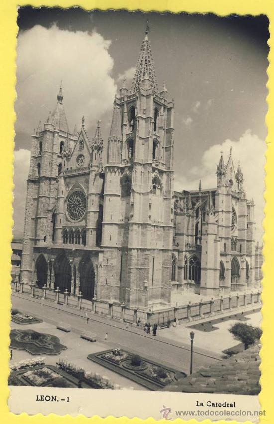 Postales: LEON- ESPA&Ntilde;A- FACHADA CATEDRAL DE ED. LUJO.ZARAGOZA - ZARAGOZA-1955-P 560
