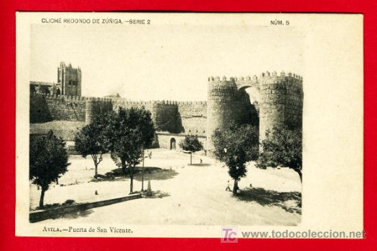 Postales: AVILA , PUERTA DE SAN VICENTE , REVERSO SIN PARTIR , P29465