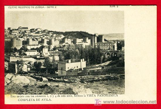 Postales: AVILA , NUMERO 3 DE LA VISTA PANORAMICA , REVERSO SIN PARTIR , P30613