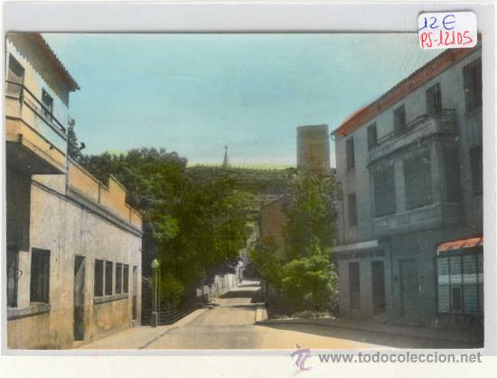 Postales: (PS-12105)POSTAL DE ARCOS DE JALON(SORIA)-CALLE DEL GENERAL FRANCO Y PUENTE SOBRE EL RIO JALON