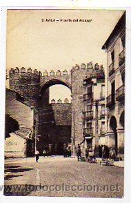 Postales: Avila. n&ordm;3. Puerta del Alc&aacute;zar. Reverso en verde.