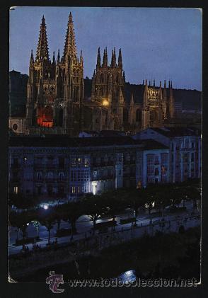 Postales: Postal - Vista nocturna Catedral de Burgos ( escrita y circulada )