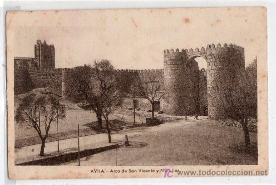 Postcards: TARJETA POSTAL DE AVILA. ARCO DE SAN VICENTE Y MURALLAS. EDICION M. ARRIBAS