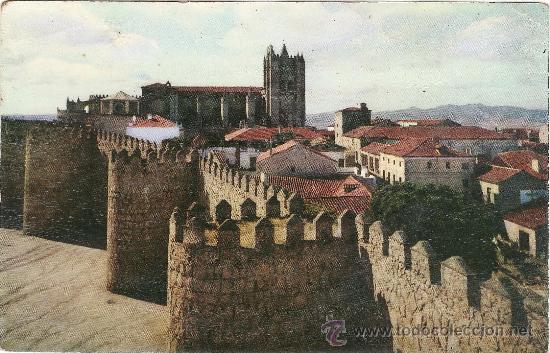 Postales: avila.- murallas y catedral.- impresa por h. fournier.- a&ntilde;o 1958 - s/c