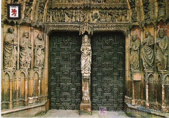 Postales: LEON - CATEDRAL - PUERTA DE NTRA. SE&Ntilde;ORA LA BLANCA - ESCUDO DE ORO N&ordm; 18 -