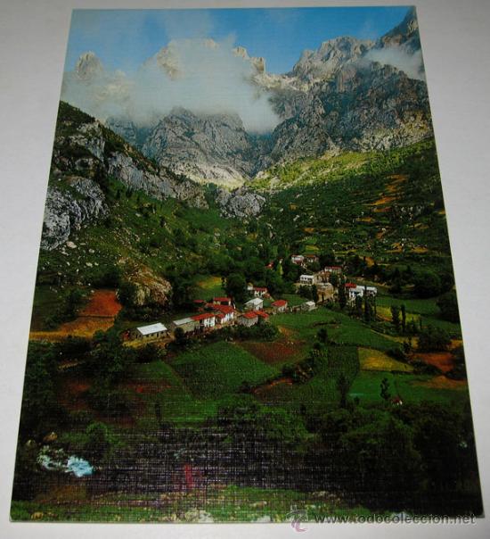 Postales: ANTIGUA POSTAL DE CAIN LEON - PICOS DE EUROPA VISTA GENERAL AL FONDO PE&Ntilde;A BLANCA Y CANAL DE LA JERRE