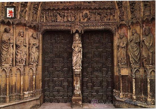 Postales: leon.- catedral.- puerta de ntra. sra. la blanca.- ed. esc. oro.- a&ntilde;o 1964.- nueva