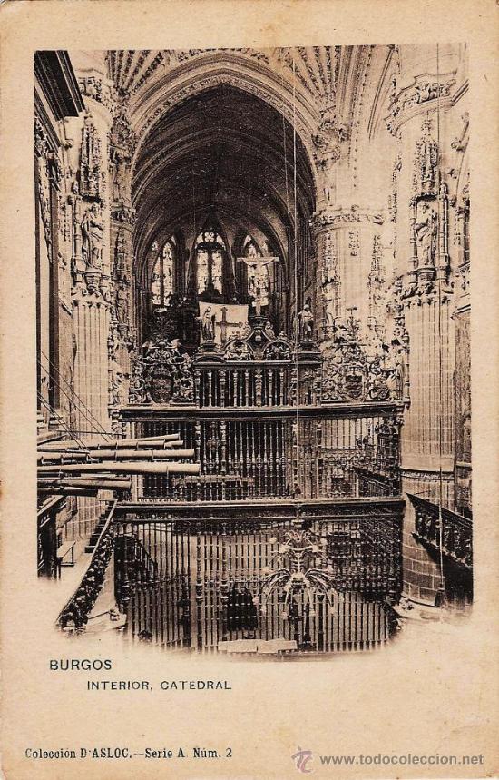 Postales: burgos.- interior catedral.- col. asloc a-2 .- ed. hauser y manet.- principios de siglo XX - s/c