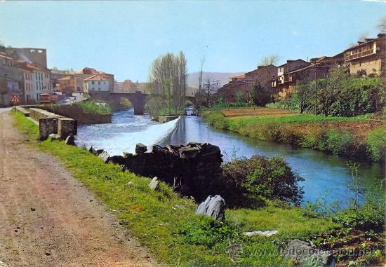 Postales: TARJETA POSTAL DE VILLAFRANCA DEL BIERZO PRESA Y PUENTE SOBRE EL RIO VALCARCEL LEON