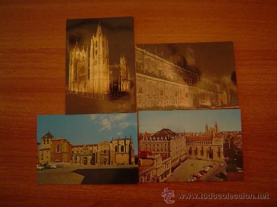 Postales: 4 POSTALES LEON  SIN CIRCILAR