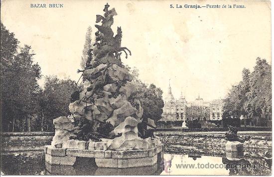 Cartoline: PS2071 LA GRANJA 'FUENTE DE LA FAMA'. BAZAR BRUN. FOTO LACOSTE. CIRCULADA EN 1918