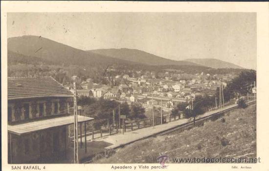 Postales: SAN RAFAEL (SEGOVIA).- APEADERO Y VISTA PARCIAL