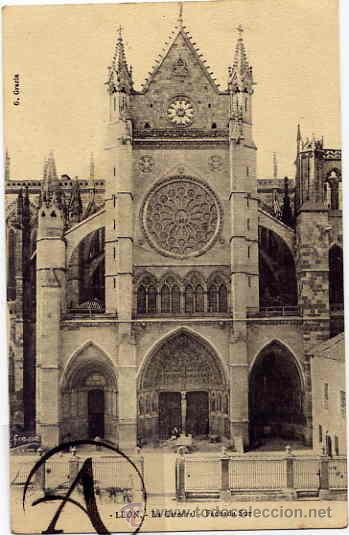 Postales: le&oacute;n. la catedral, fachada sur - Foto 1