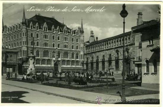 Postales: POSTAL LEON PLAZA DE SAN MARCELO ALSINA