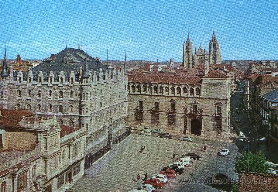 Postales: postal de leon - plaza de san marcelo y calle generalisismo -