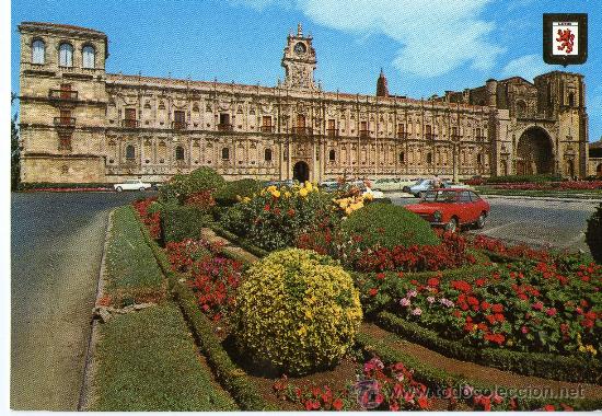 Postales: postal de leon, hostal de san marcos y los nuevos jardines