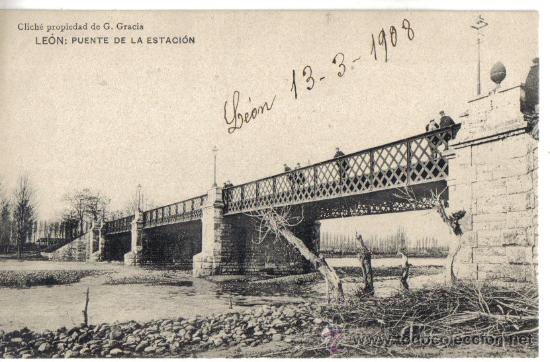 Postales: LEON, PUENTE DE LA ESTACION - Foto 1
