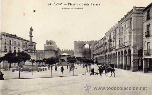Postales: Avila n&ordm;24. Plaza de Santa Teresa. L. Roisin. escrita. Sin circular.