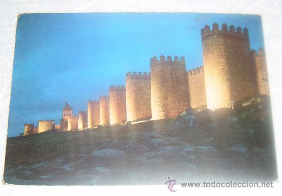 Postales: postal de avila las murallas por la noche circulada