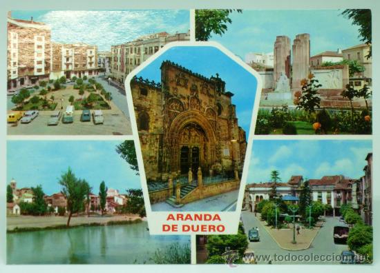 Postales: Postal Aranda de Duero 5 vistas coches &eacute;poca Ediciones Par&iacute;s a&ntilde;os 60 sin circular